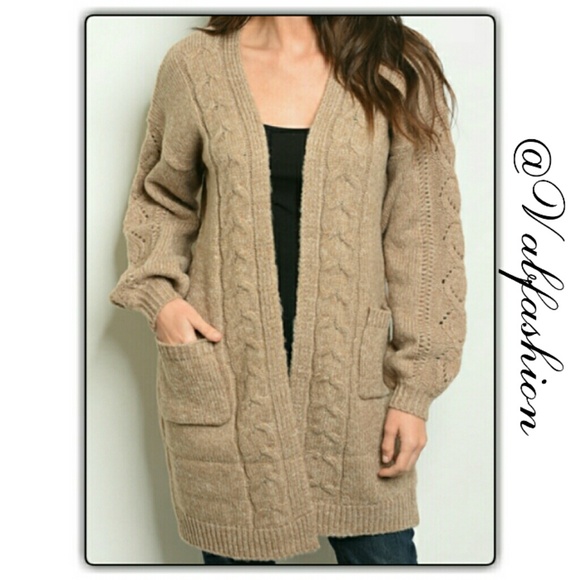 Vabfashion Sweaters - ONLY SMALL LEFT! CABLE KNIT CHUNKY MOCHA CARDIGAN!